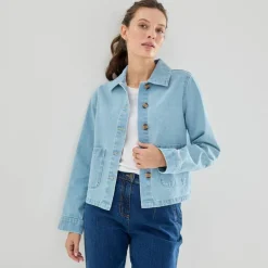 Veste en jean boutonnée, style worker