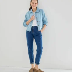 Veste en jean boutonnée, style worker