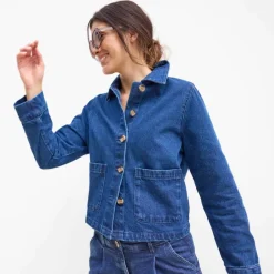 Veste en jean boutonnée, style worker