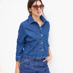 Veste en jean boutonnée, style worker