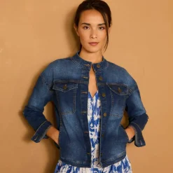 Veste en jean, col montant