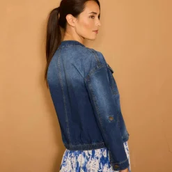 Veste en jean, col montant