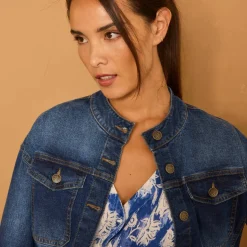 Veste en jean, col montant