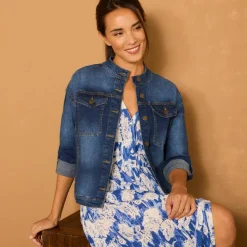 Veste en jean, col montant