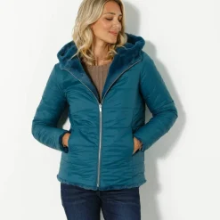 Veste fausse fourrure réversible en doudoune