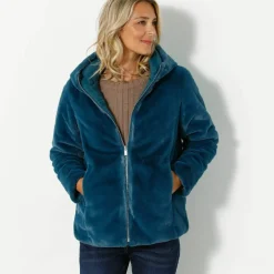 Veste fausse fourrure réversible en doudoune
