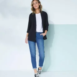 Veste manches 3/4, crêpe fluide