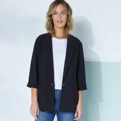 Veste manches 3/4, crêpe fluide