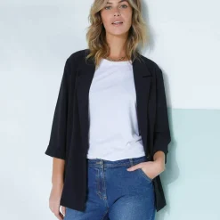 Veste manches 3/4, crêpe fluide