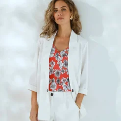 Veste manches 3/4, crêpe fluide