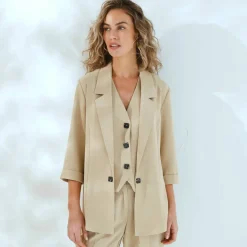 Veste manches 3/4, crêpe fluide