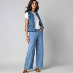Veste sans manches jean tressé