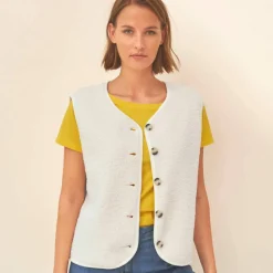 Veste sans manches, maille bouclette