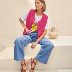 Veste sans manches, maille bouclette
