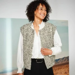 Veste sans manches, maille bouclette
