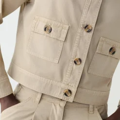 Veste unie boutonnée, col rond