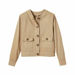 Veste unie boutonnée, col rond