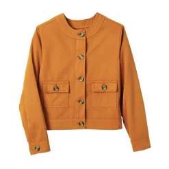 Veste unie boutonnée, col rond