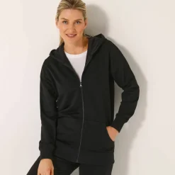 Veste zippée à capuche, molleton gratté