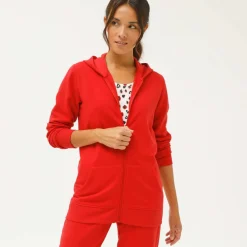 Veste zippée à capuche, molleton gratté