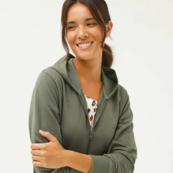 Veste zippée à capuche, molleton gratté