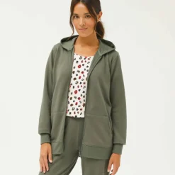 Veste zippée à capuche, molleton gratté