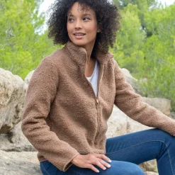 Veste zippée maille bouclette