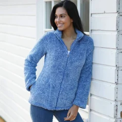Veste zippée, maille peluche
